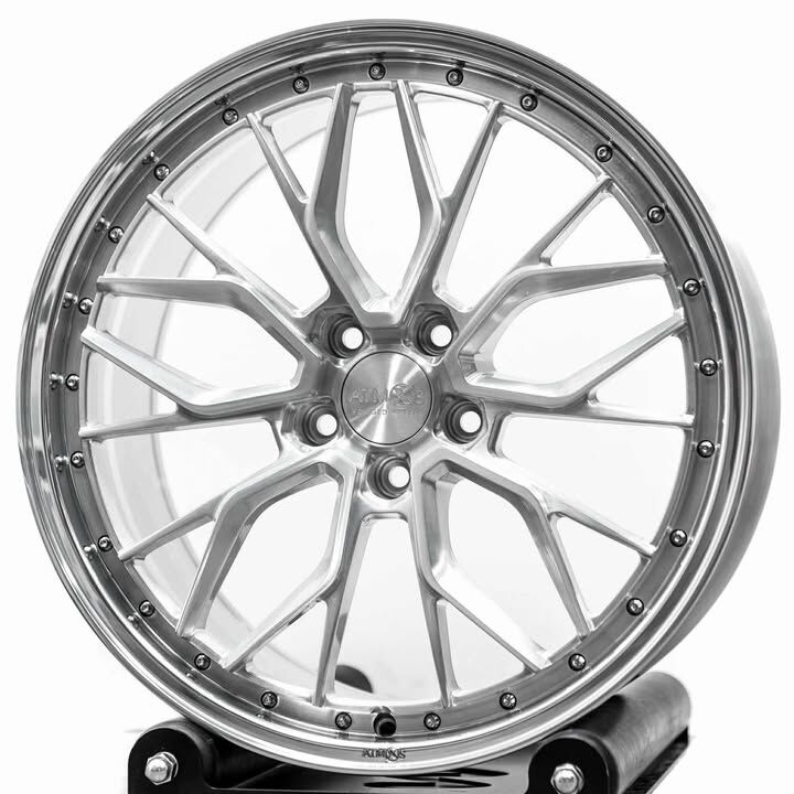 【ATMOS X】19吋 A346  拉絲銀精拋邊 FORGED 19吋 5/112 9.5J  ET45 鍛造鋁圈 四入組