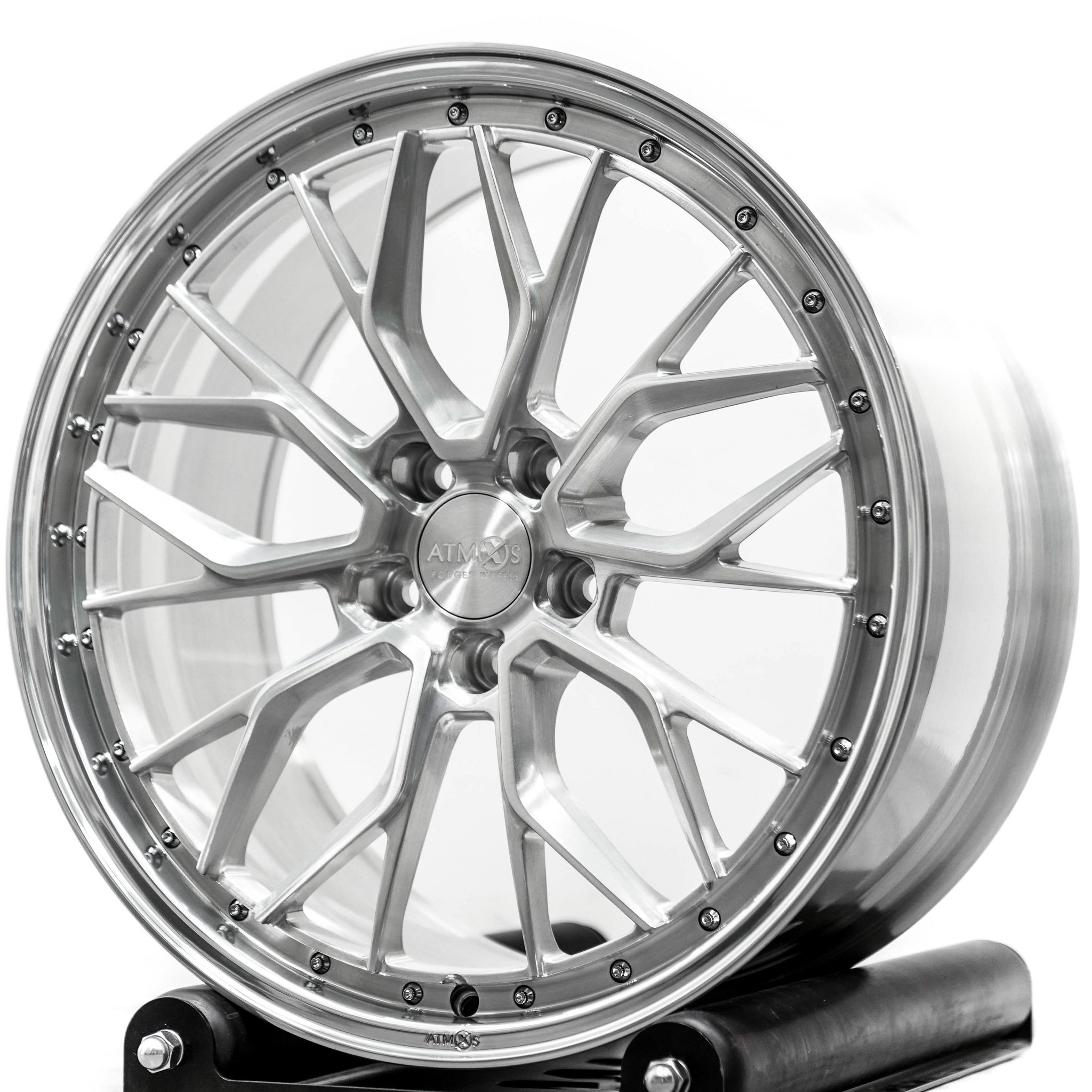 【ATMOS X】19吋 A346  拉絲銀精拋邊 FORGED 19吋 5/112 9.5J  ET45 鍛造鋁圈 四入組