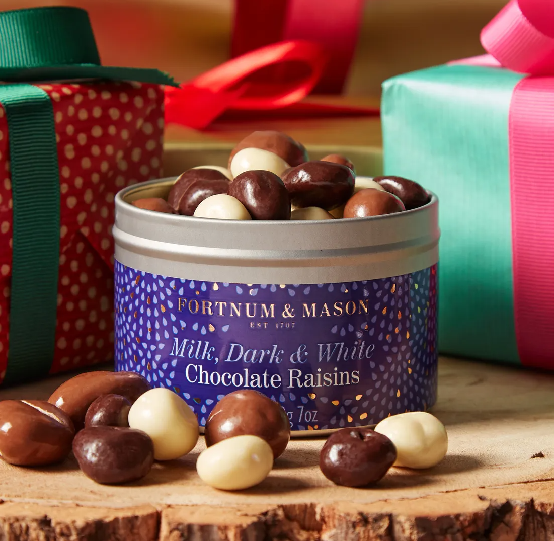 【直播】Fortnum & Mason LL110102 牛奶巧克力、黑巧克力和白巧克力葡萄乾 200g