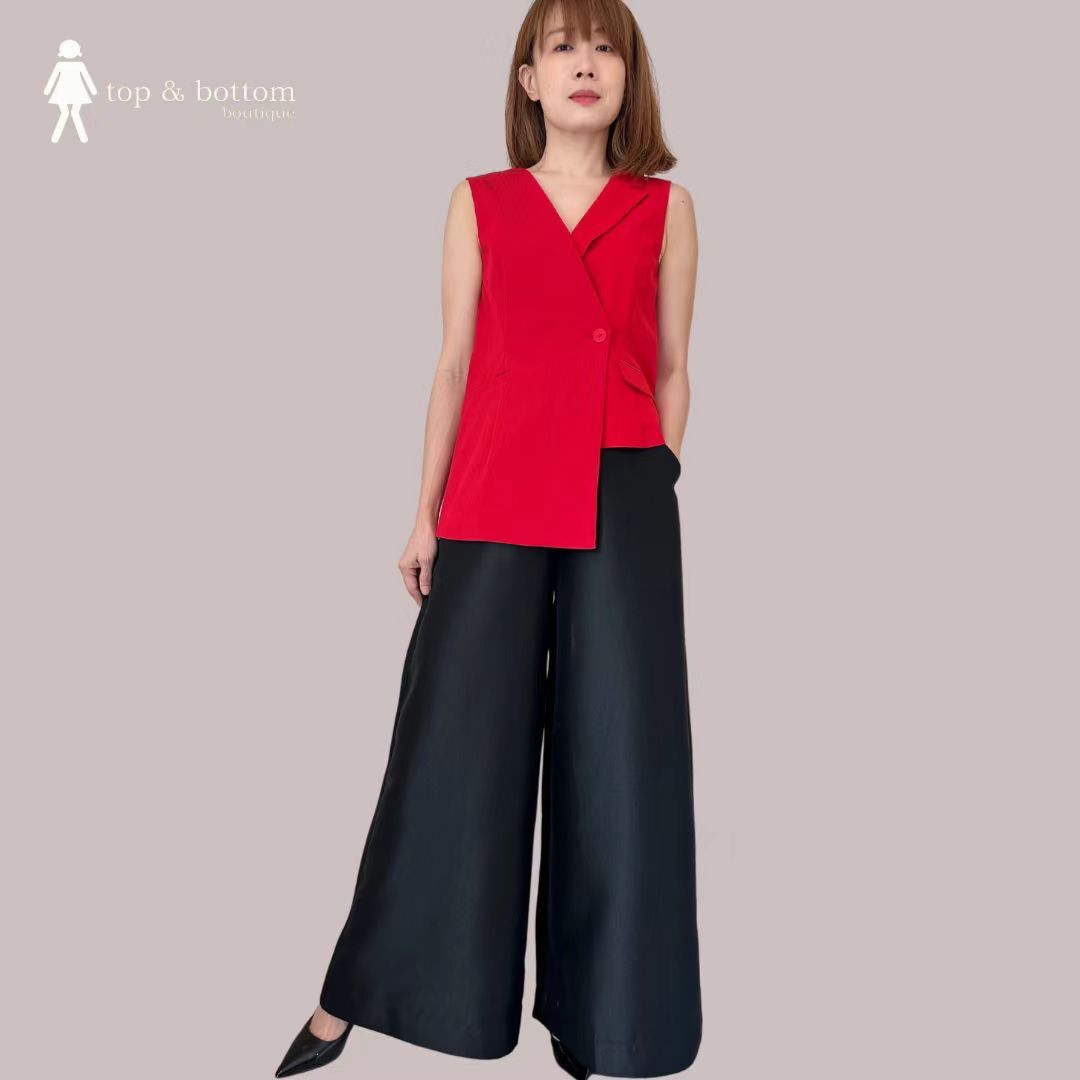 ASYMMETRICAL ONE BUTTON VEST BLOUSE