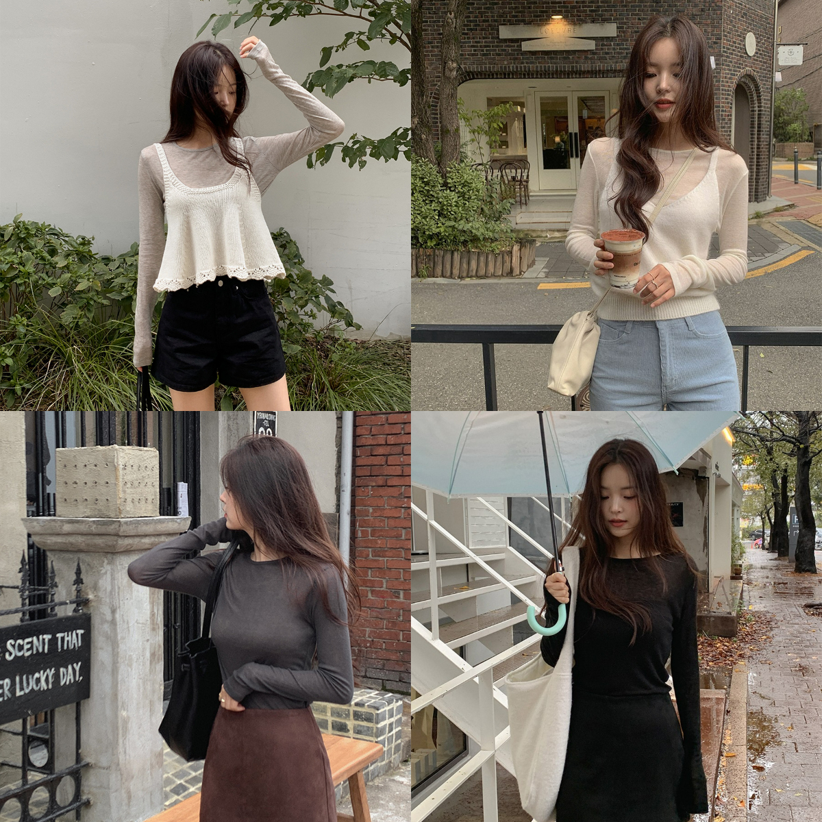 韓國Cherrykoko授權 柔雲天絲混羊毛內搭合身薄衫