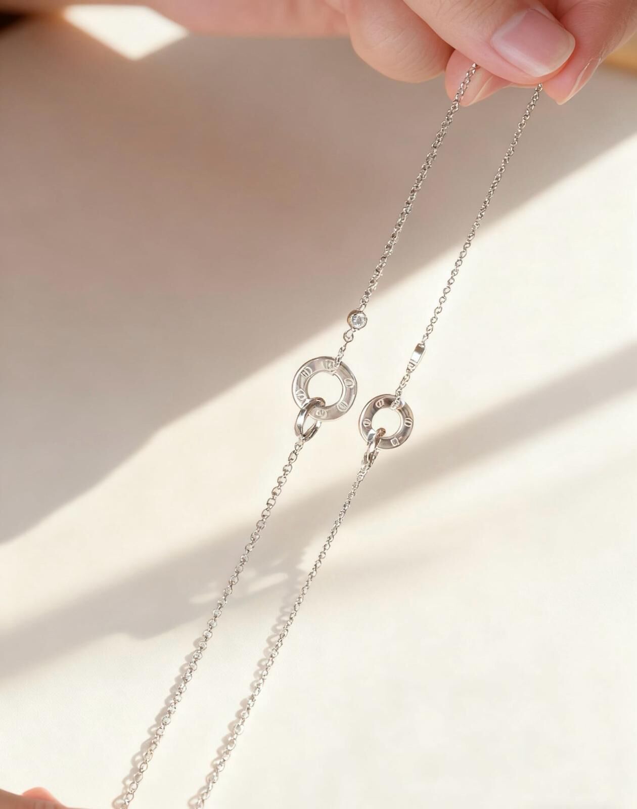 「雙環相扣」情侶手鏈 | S925純銀 | 免費刻字