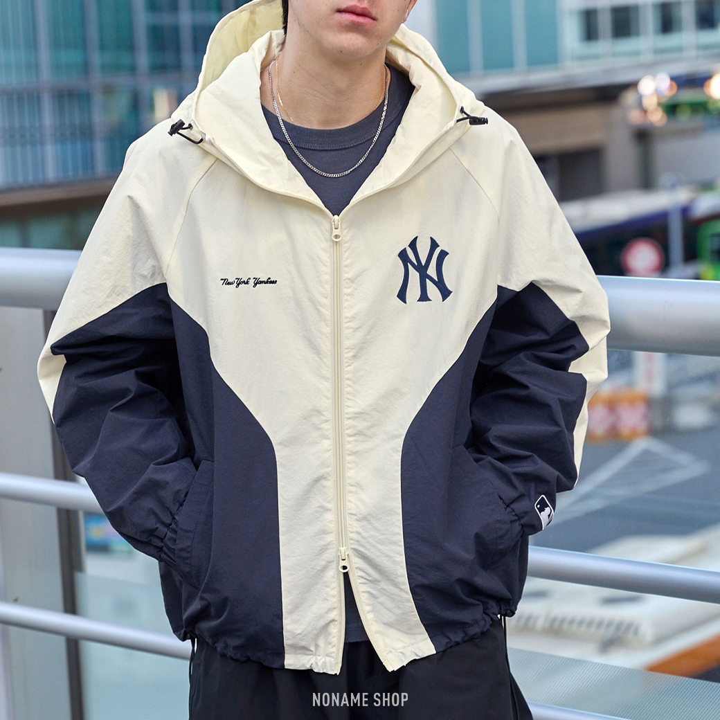 MLB 美國職棒 復古 拼接 刺繡 LOGO 寬鬆 抽繩 防風 尼龍 外套 三色 (男/女款)