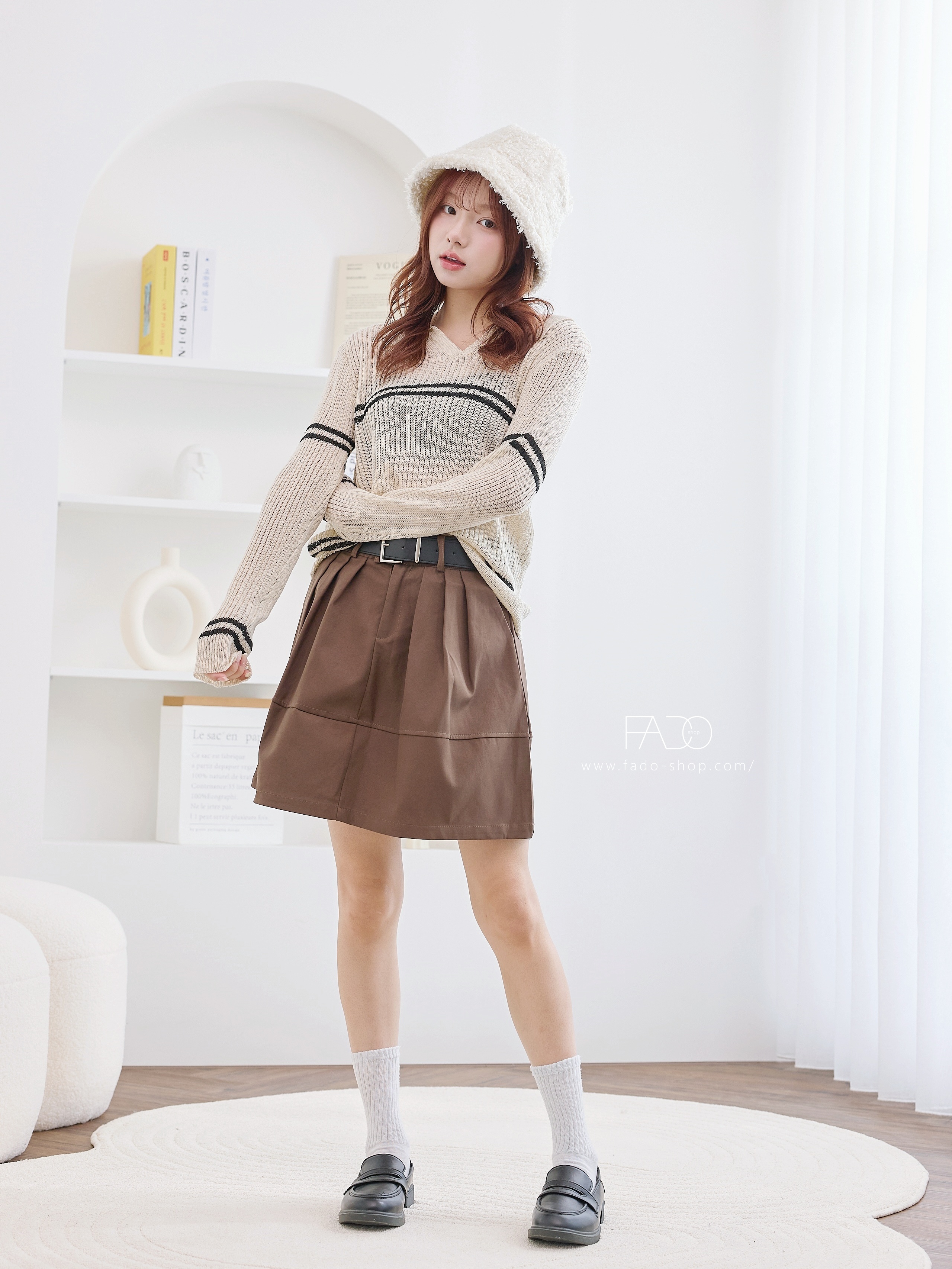 法朵Fado shop｜ 慵懶｡˚ ☁︎ 條紋襯衫領針織上衣 0114003 三色