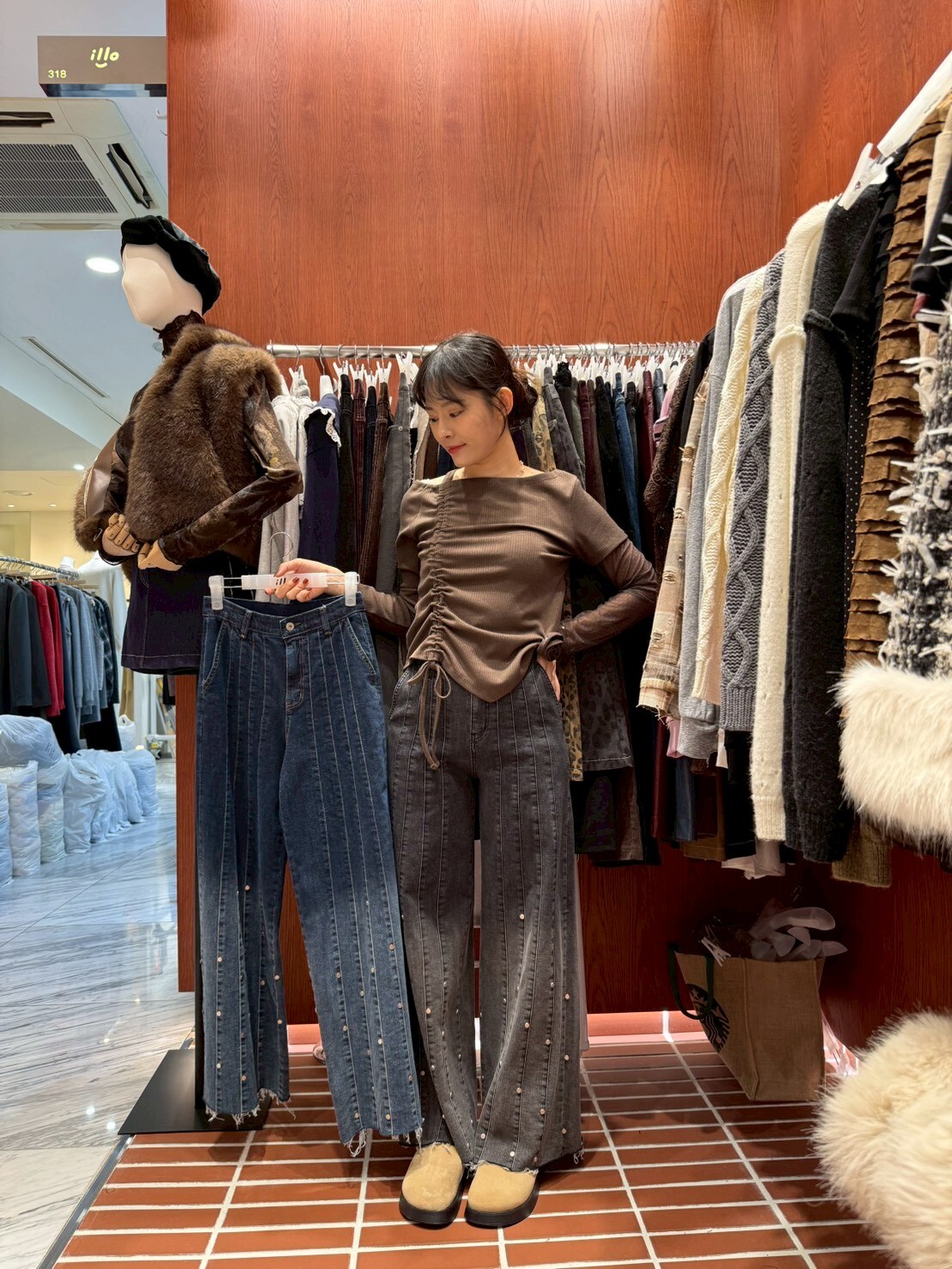 IO5108 直車線漸變洗水牛仔褲(S/M/L)