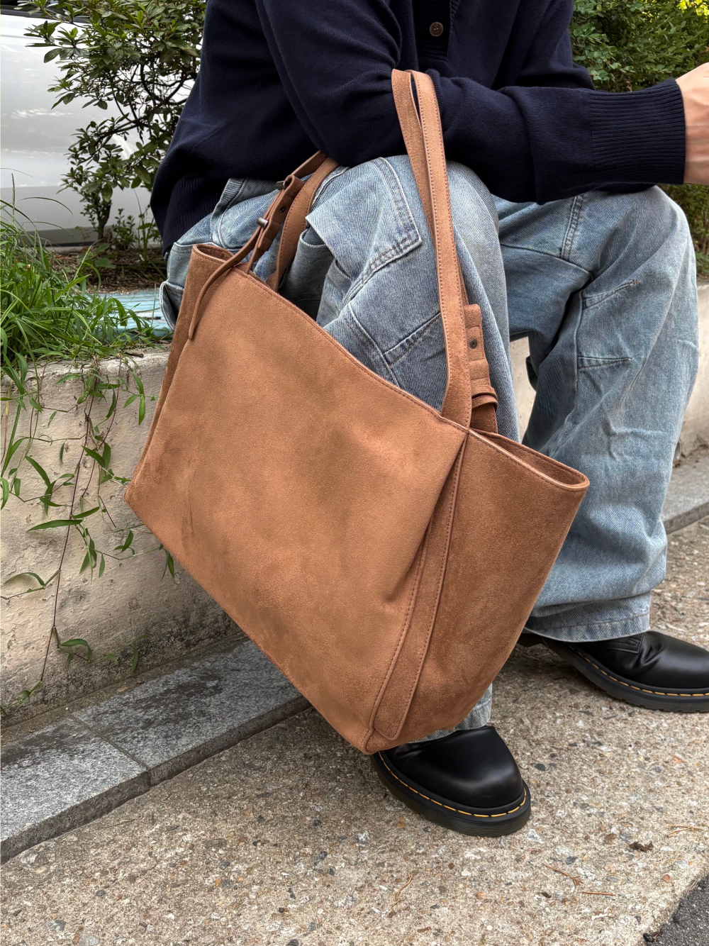 韓國 日常時尚 高品質 大容量 麂皮 單肩包