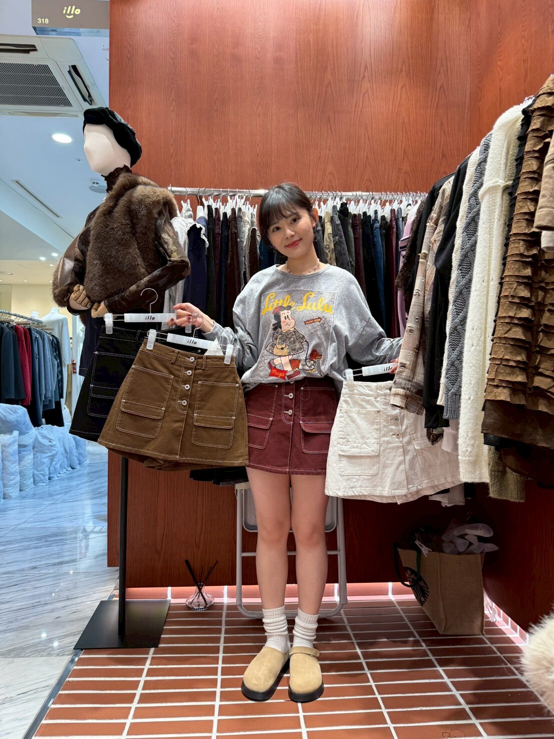 IO5124 多口袋排扣短裙(S/M/L)