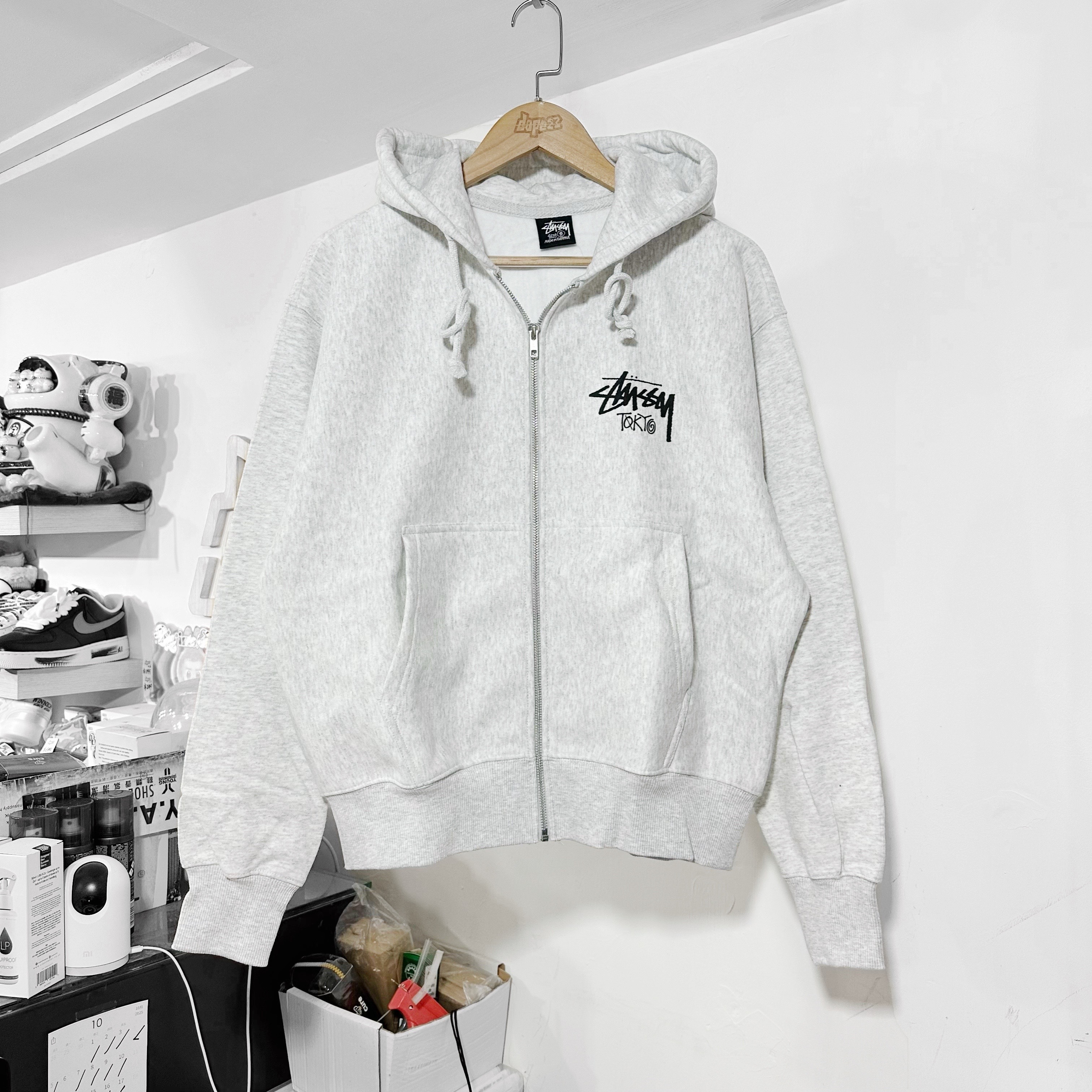 STUSSY STOCK TOKYO SHOP ZIP UP HOODIE 東京拉鏈外套 ASH GREY 淺灰