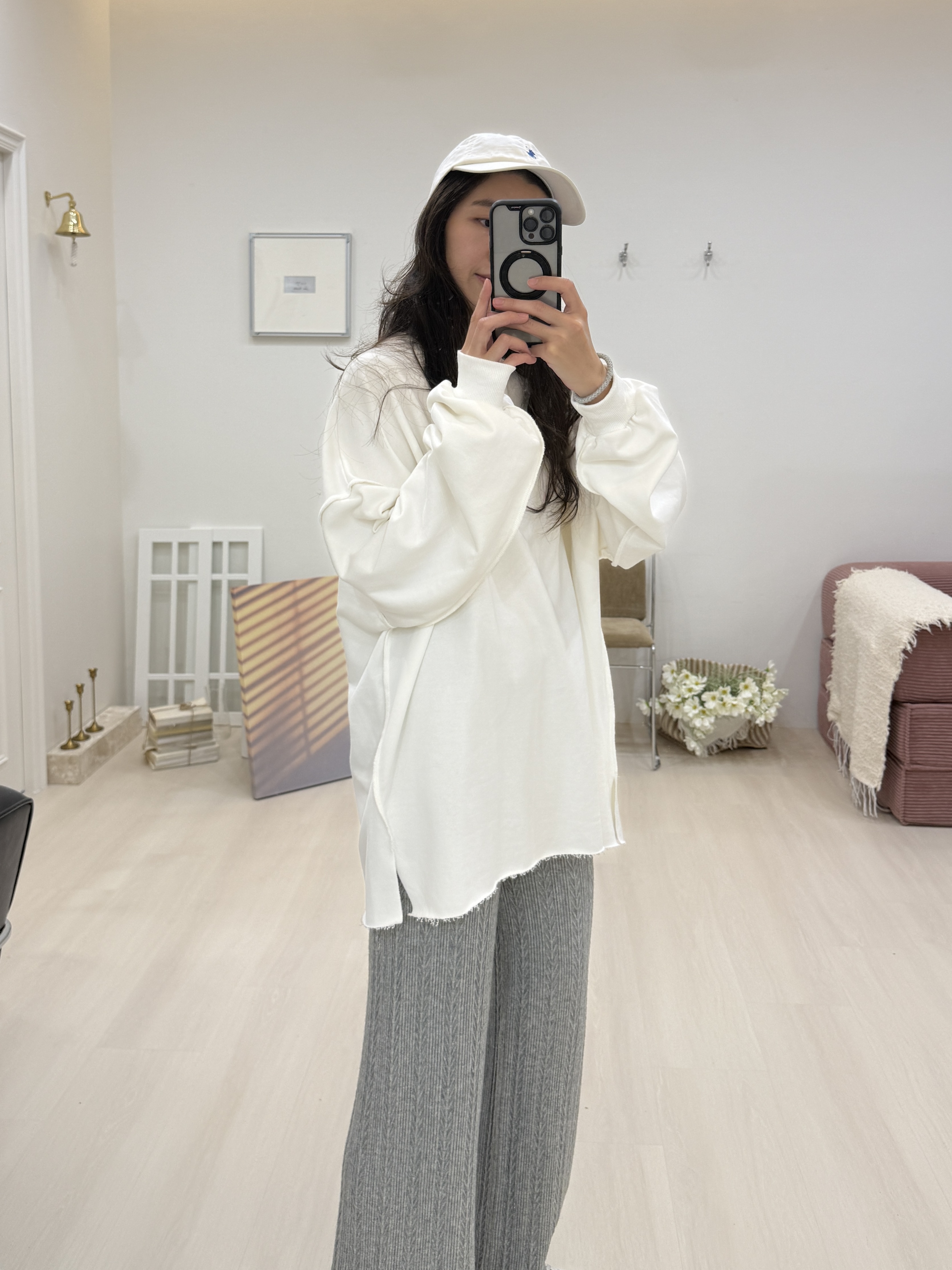 下擺不修邊開衩大T*3色