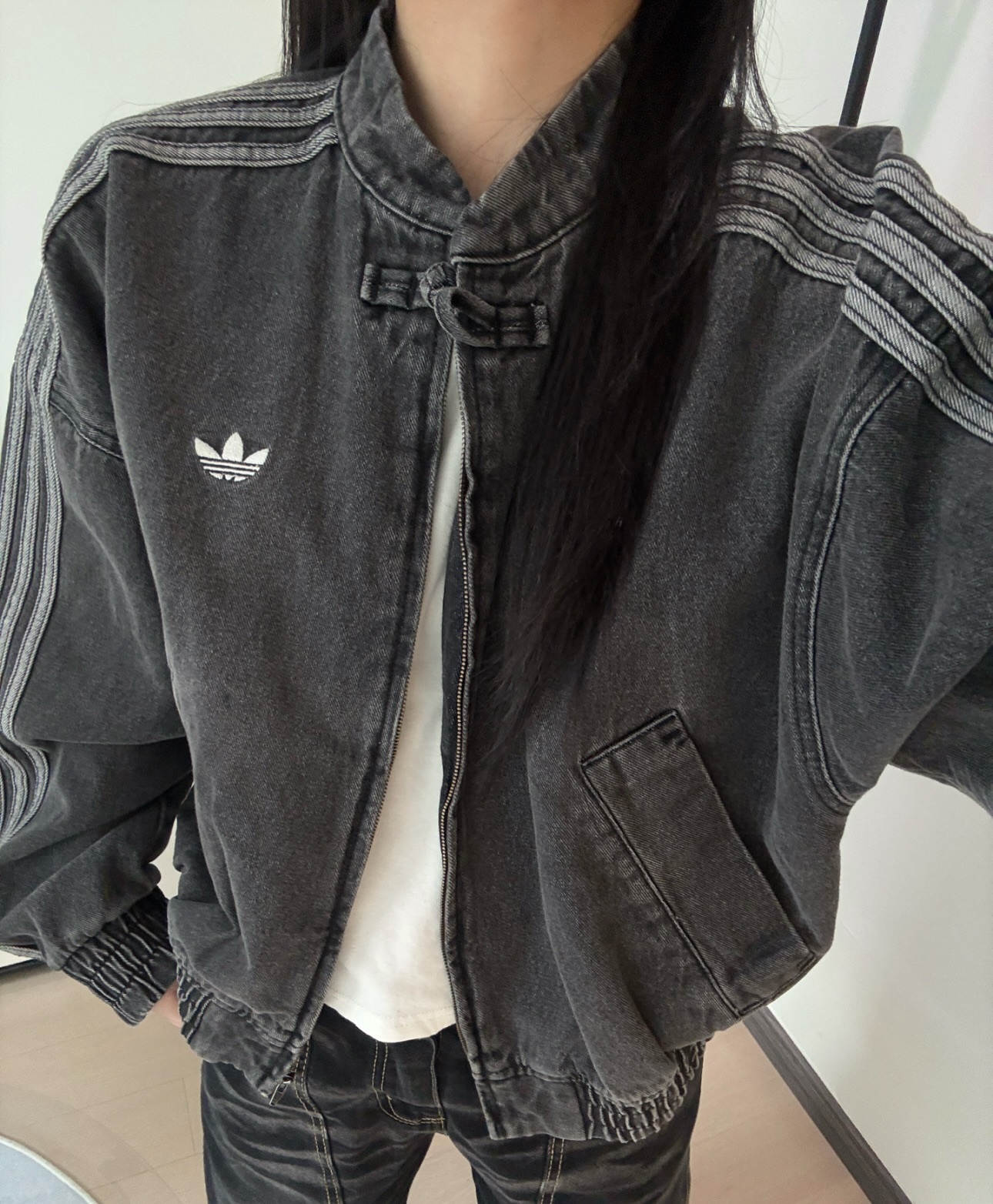 ADIDAS ORIGINALS DENIM JACKET 中國結 丹寧 牛仔 短版 外套 兩色
