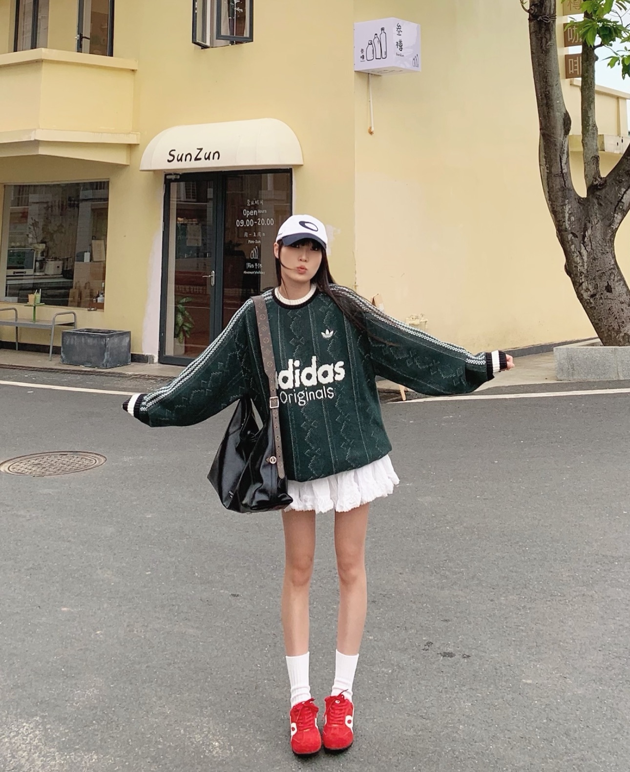 ADIDAS ORIGINALS U SWEATSHIRT CREW 條紋針織衫 綠色