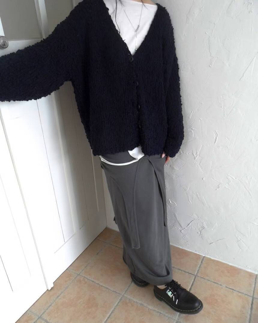 造型抓皺邊棉毛長裙