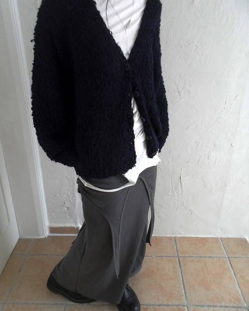 造型抓皺邊棉毛長裙