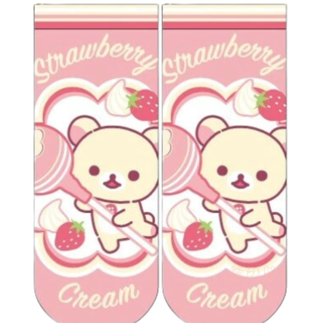 鬆弛熊粉色襪子(22-24cm) [平行進口]