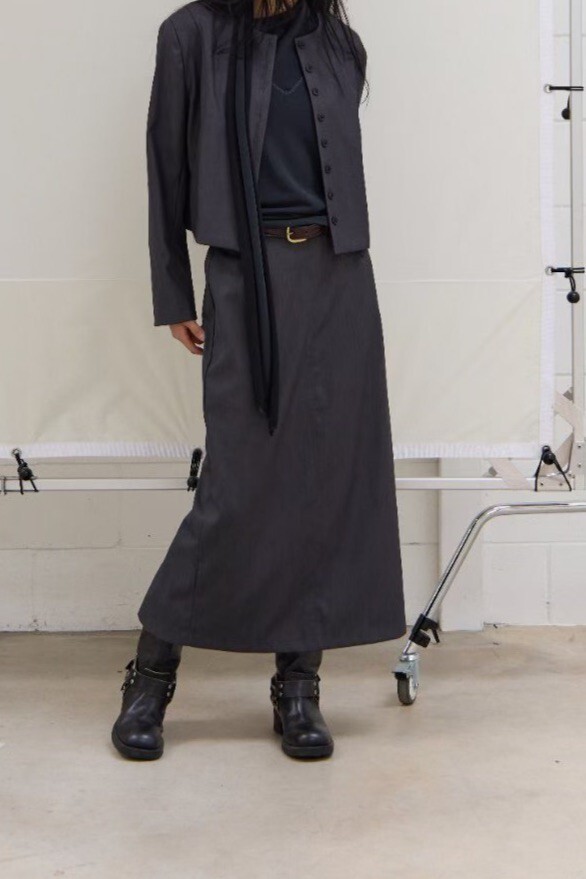 後開岔素色長包裙