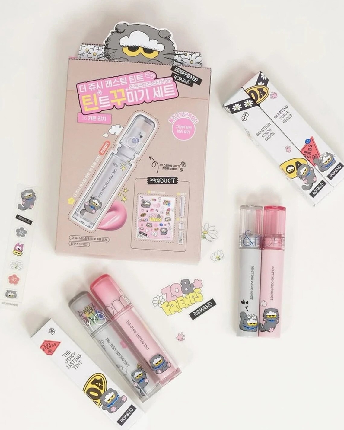 rom&nd x ZO&FRIENDS 聯名彩妝系列 唇釉 有色護唇膏 眼影盤