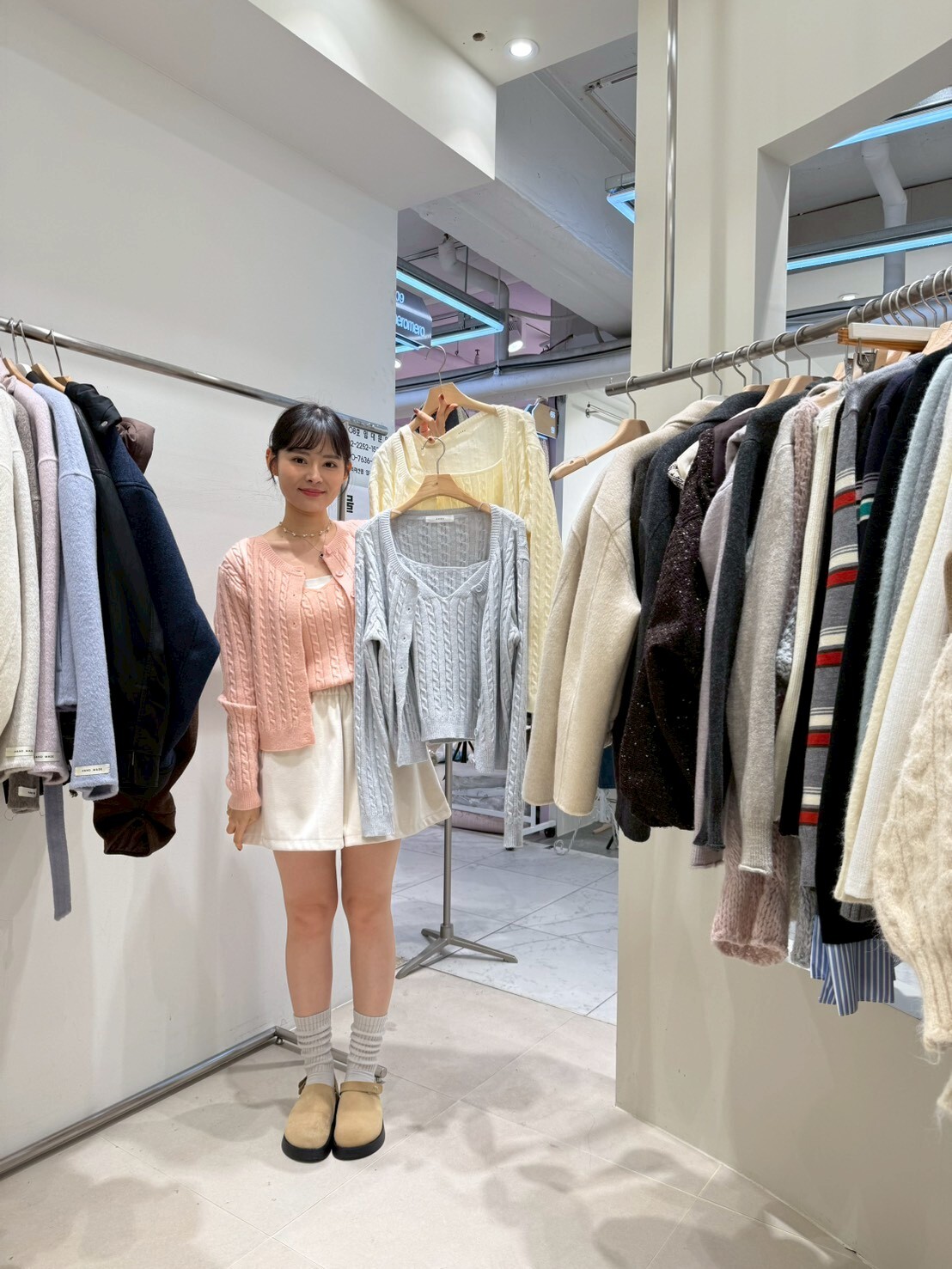 HU5119 麻花針織方領背心外套套裝