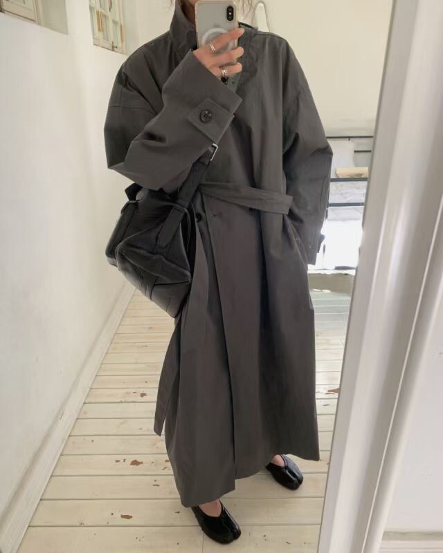 立領長版闊型風衣