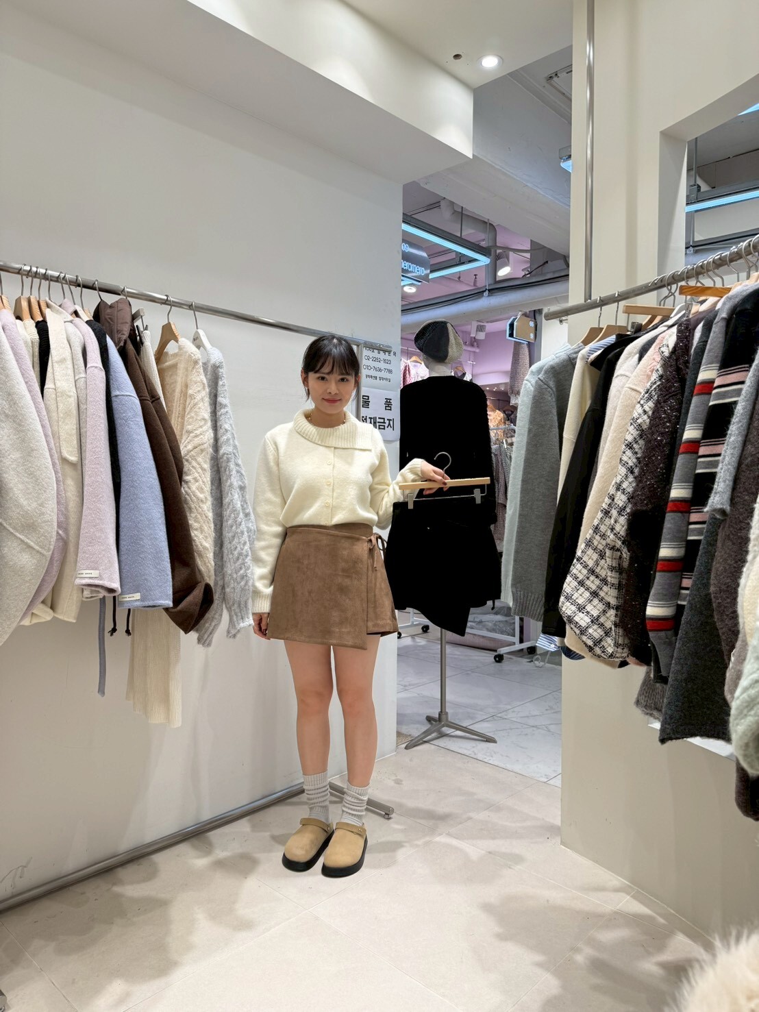 HU5108 後橡筋蝴蝶綁帶麂皮開頁短裙褲