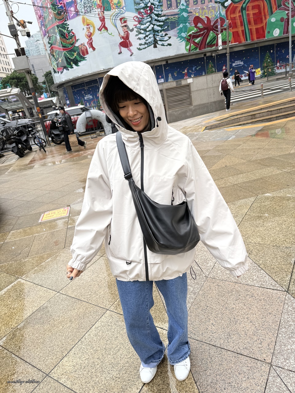 正韓Outdoor寬鬆休閒防潑水連帽外 (白)