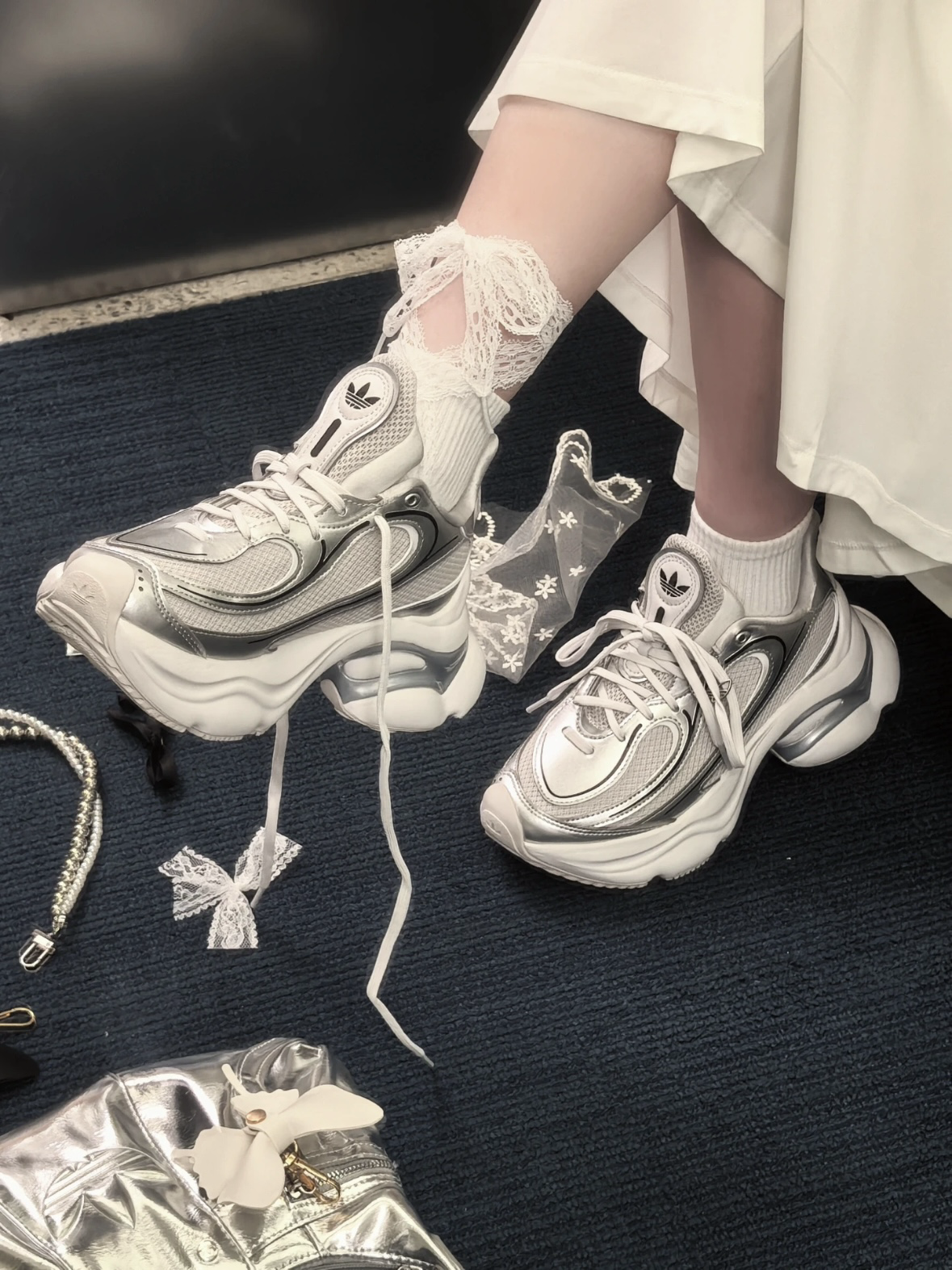 Adidas Originals Ozvenuz W 銀色 老爹鞋 增高 厚底 KI0557