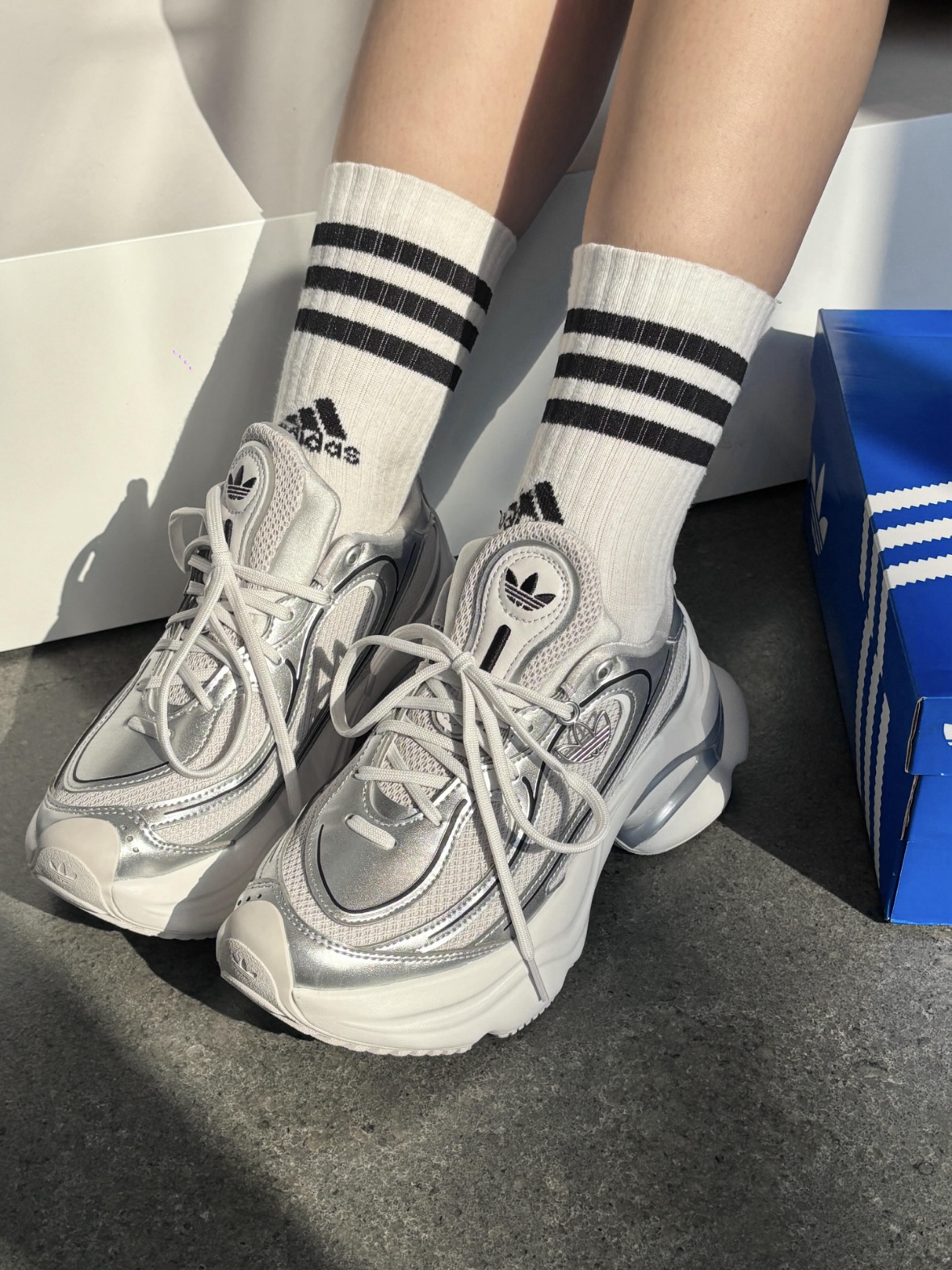 Adidas Originals Ozvenuz W 銀色 老爹鞋 增高 厚底 KI0557