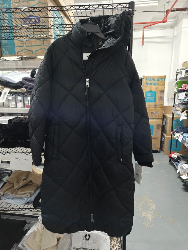 [S] DKNY BLACK SILKY LONG QUILTED PARKA, DLSMPV41-BLK [FINAL SALE] (SD1577)