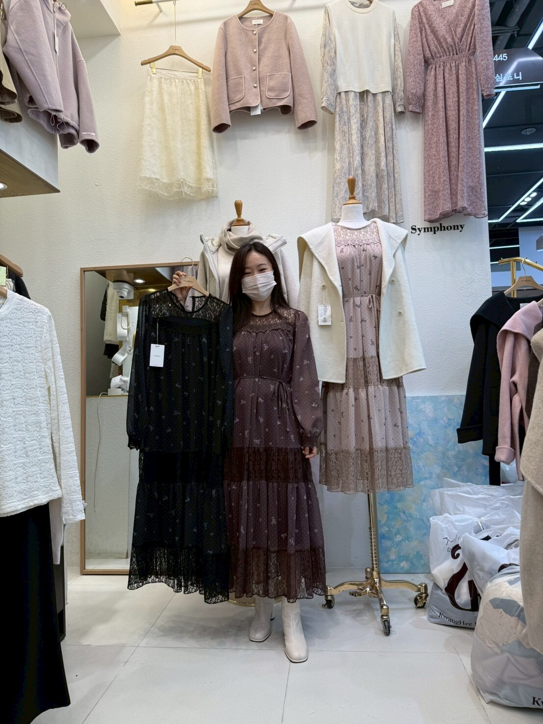 SY5153 蕾絲拼接碎花連身裙