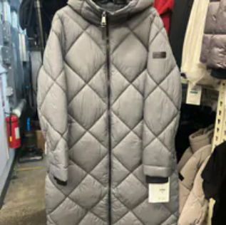 [S] DKNY GRAPHITE SILKY LONG QUILTED PARKA, DLSMPV41-GRE [FINAL SALE] (SD1578)