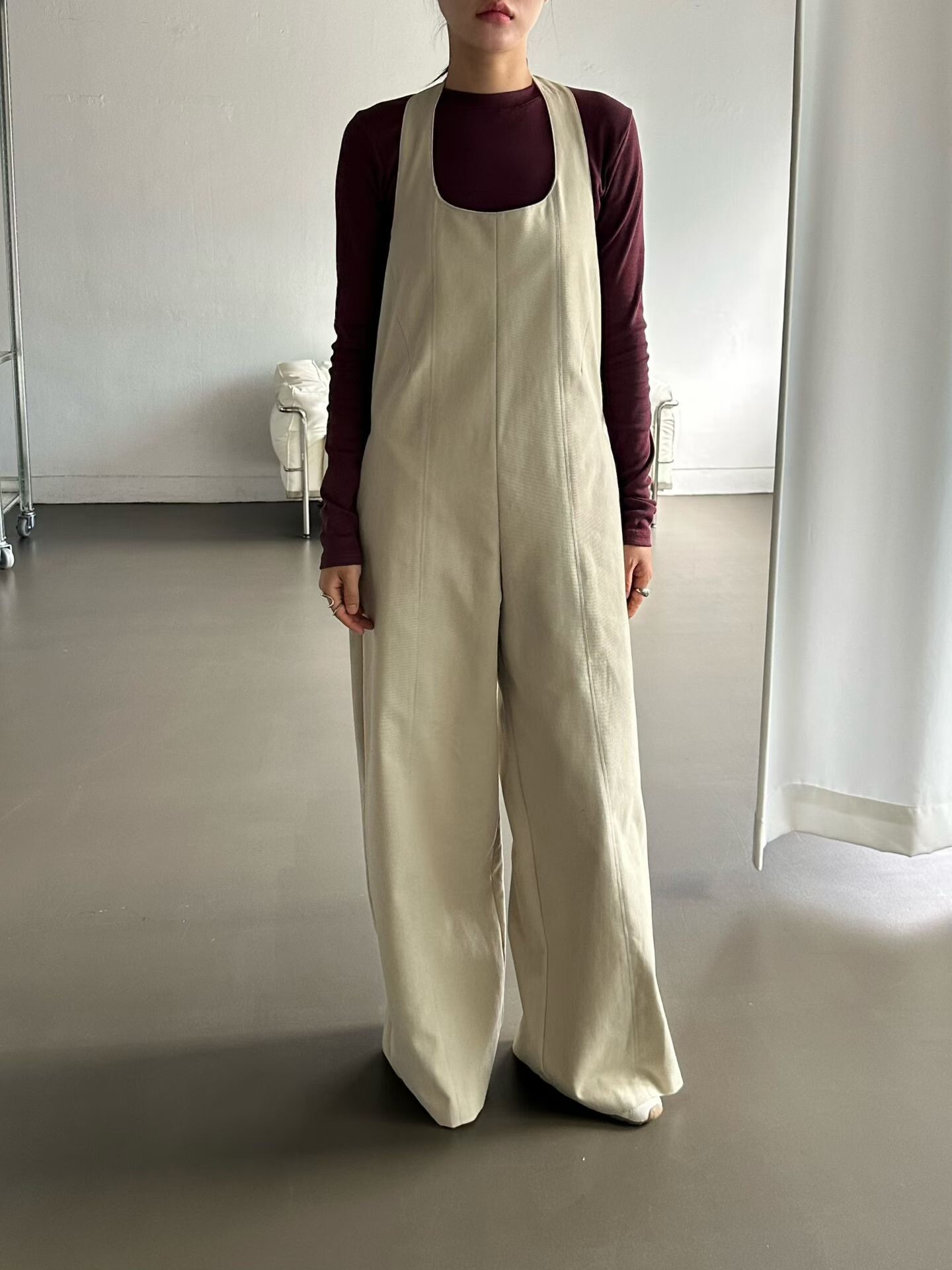 繞領短毛絨連身褲