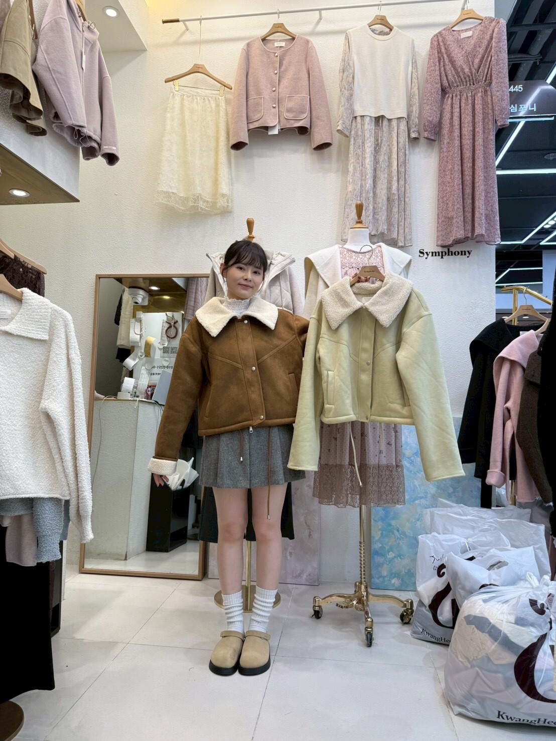 SY5155 仿麂皮絨毛反領短版外套