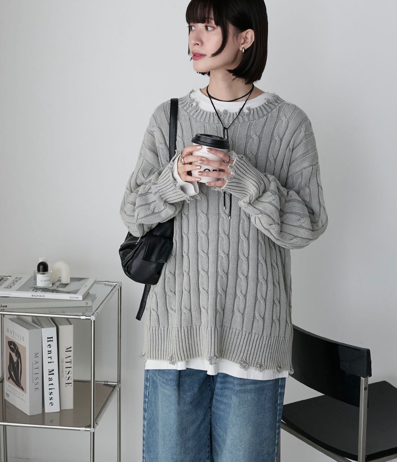 【預購】JN110105 forksy. 水洗復古麻花針織上衣