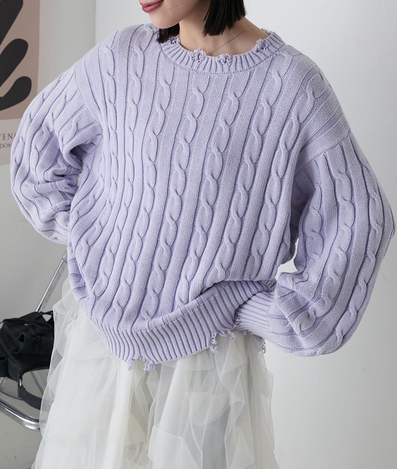 【預購】JN110105 forksy. 水洗復古麻花針織上衣