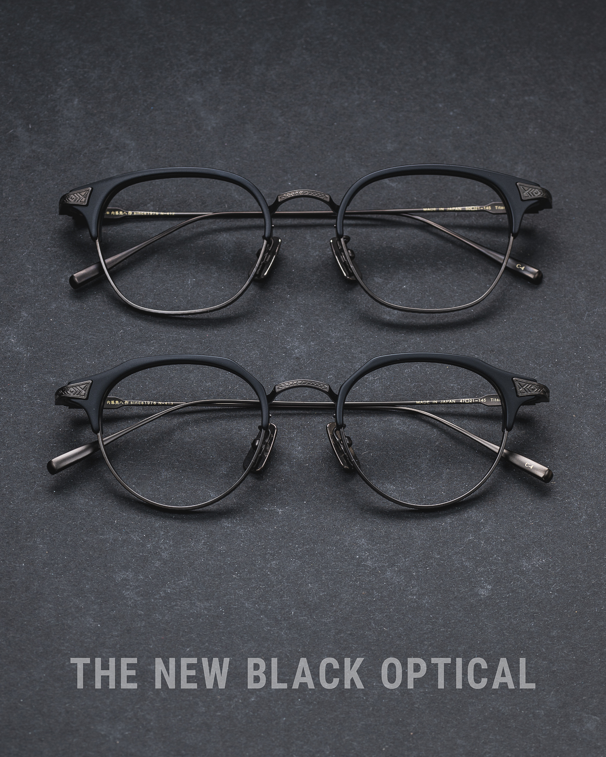 內藤熊八作 2025新品眉鏡 N-412 & N-413 磨砂黑