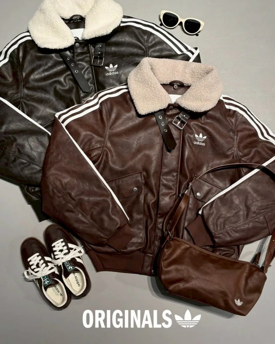 Adidas Originals PU PAD JKT 皮外套 黑/咖色 長袖 保暖 領子可拆