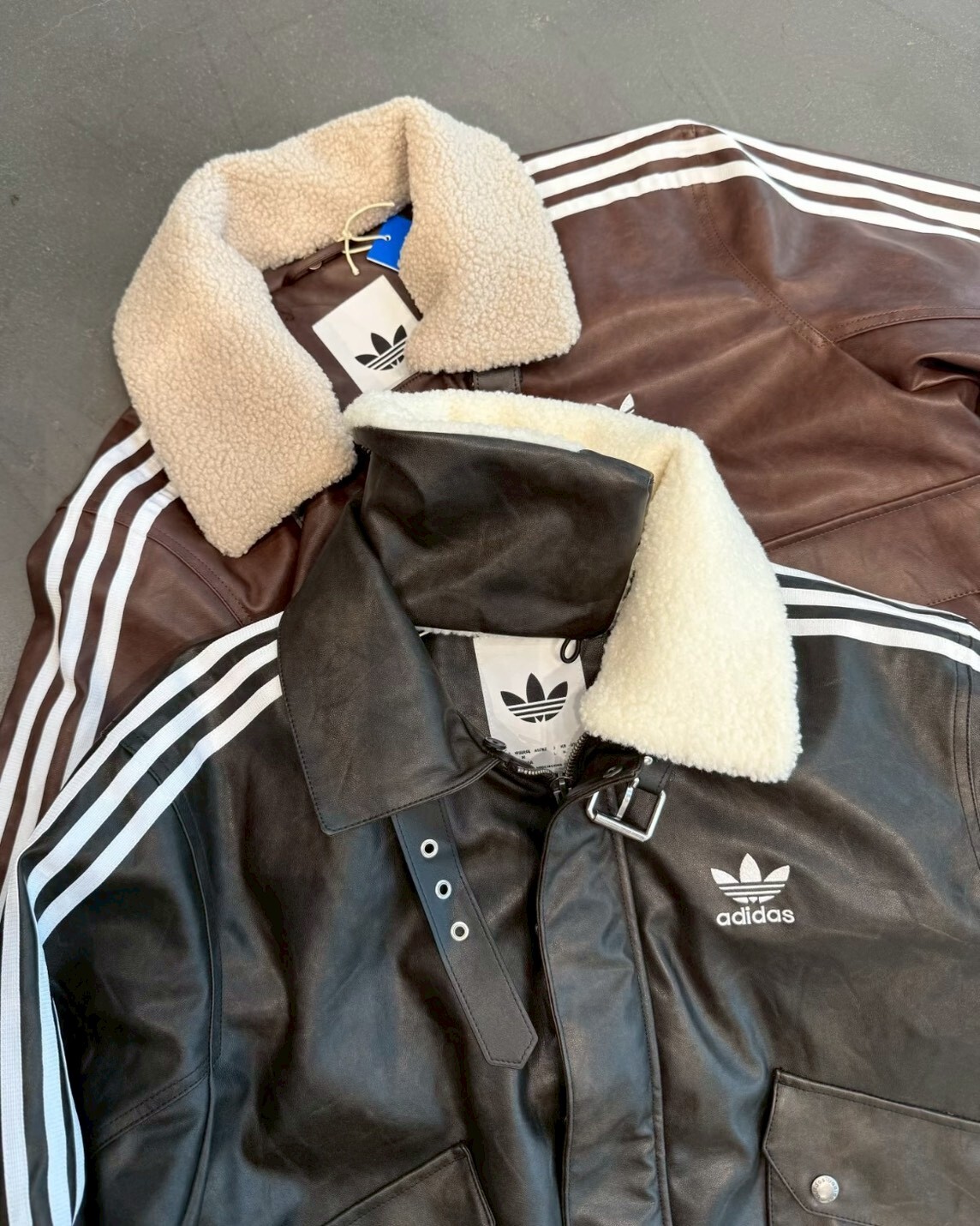 Adidas Originals PU PAD JKT 皮外套 黑/咖色 長袖 保暖 領子可拆