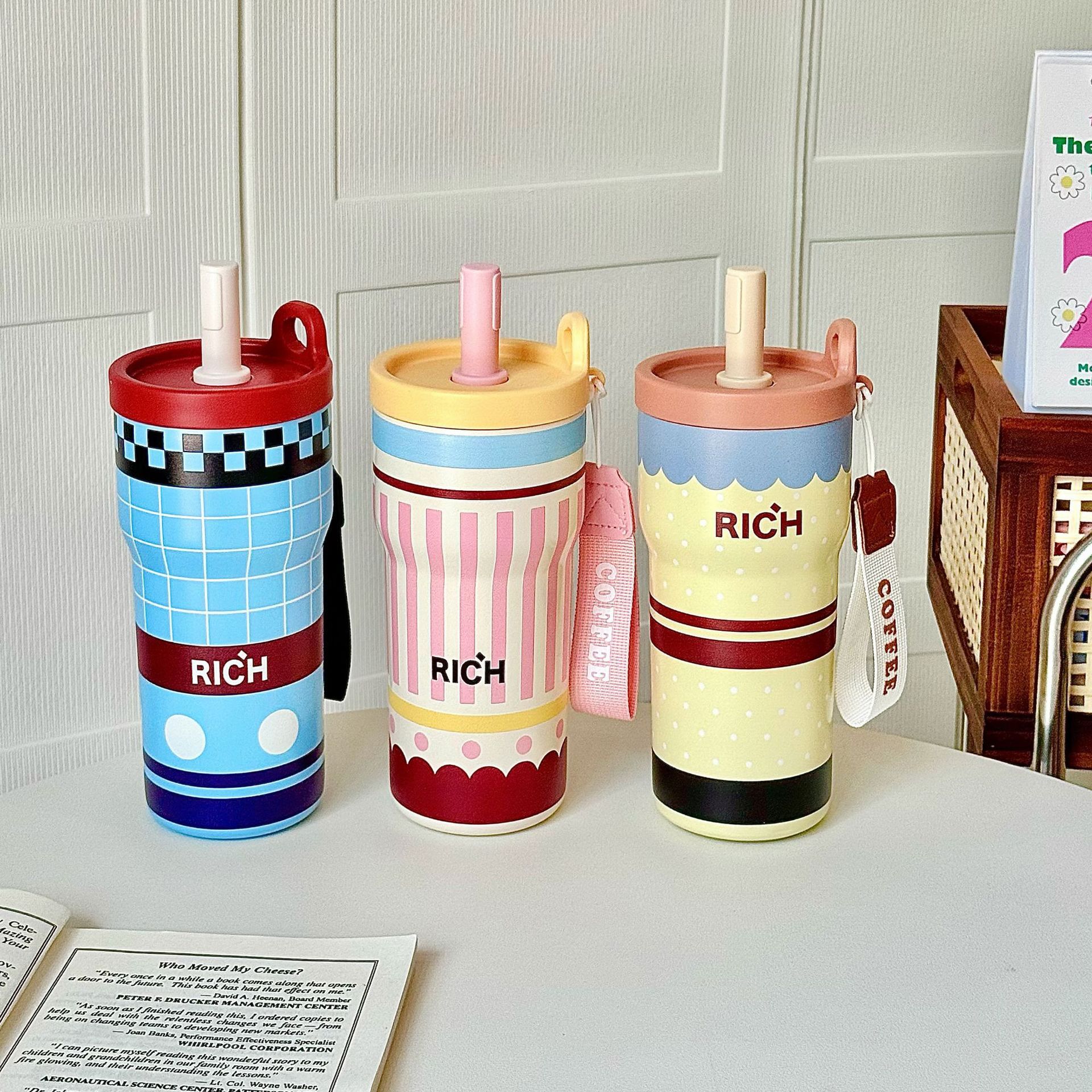 《6354》多巴胺不銹鋼保溫吸管杯550ml