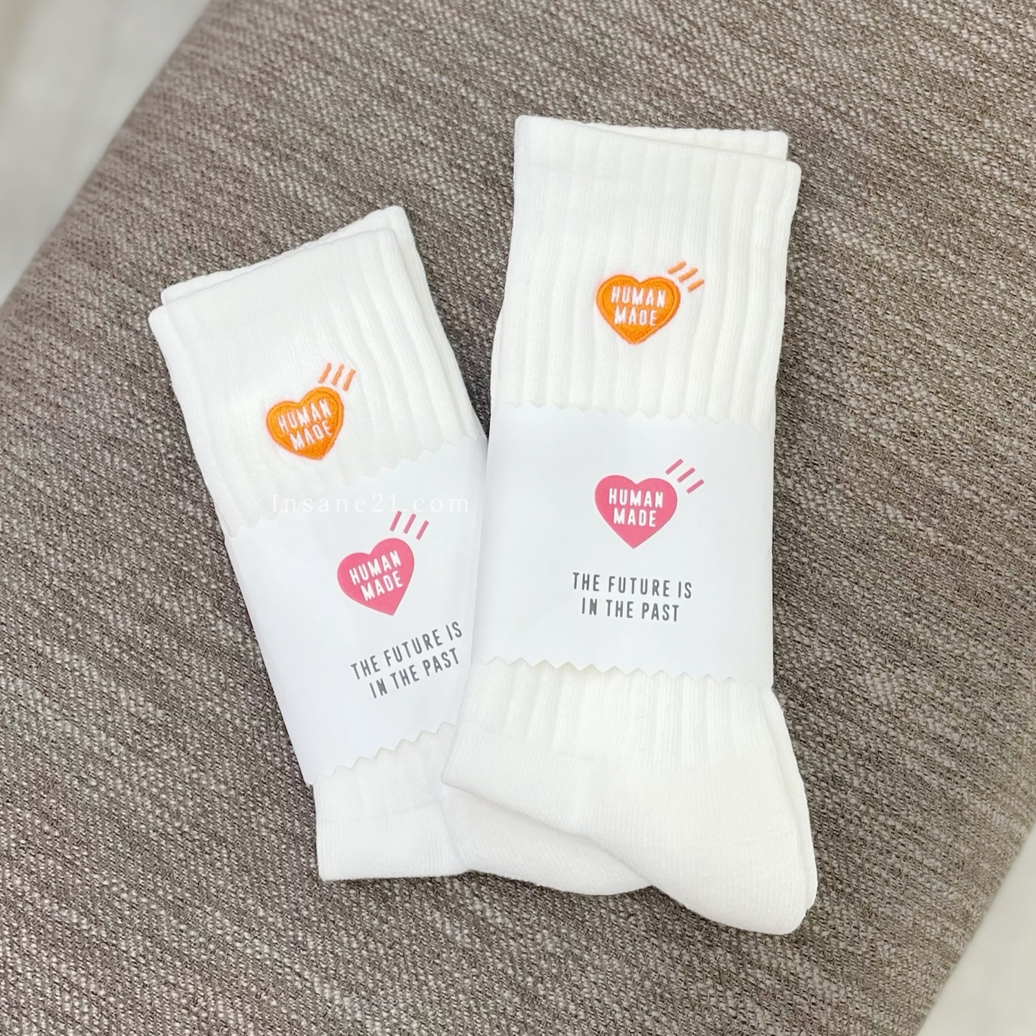 HUMAN MADE 橘愛心 刺繡愛心 LOGO 長襪