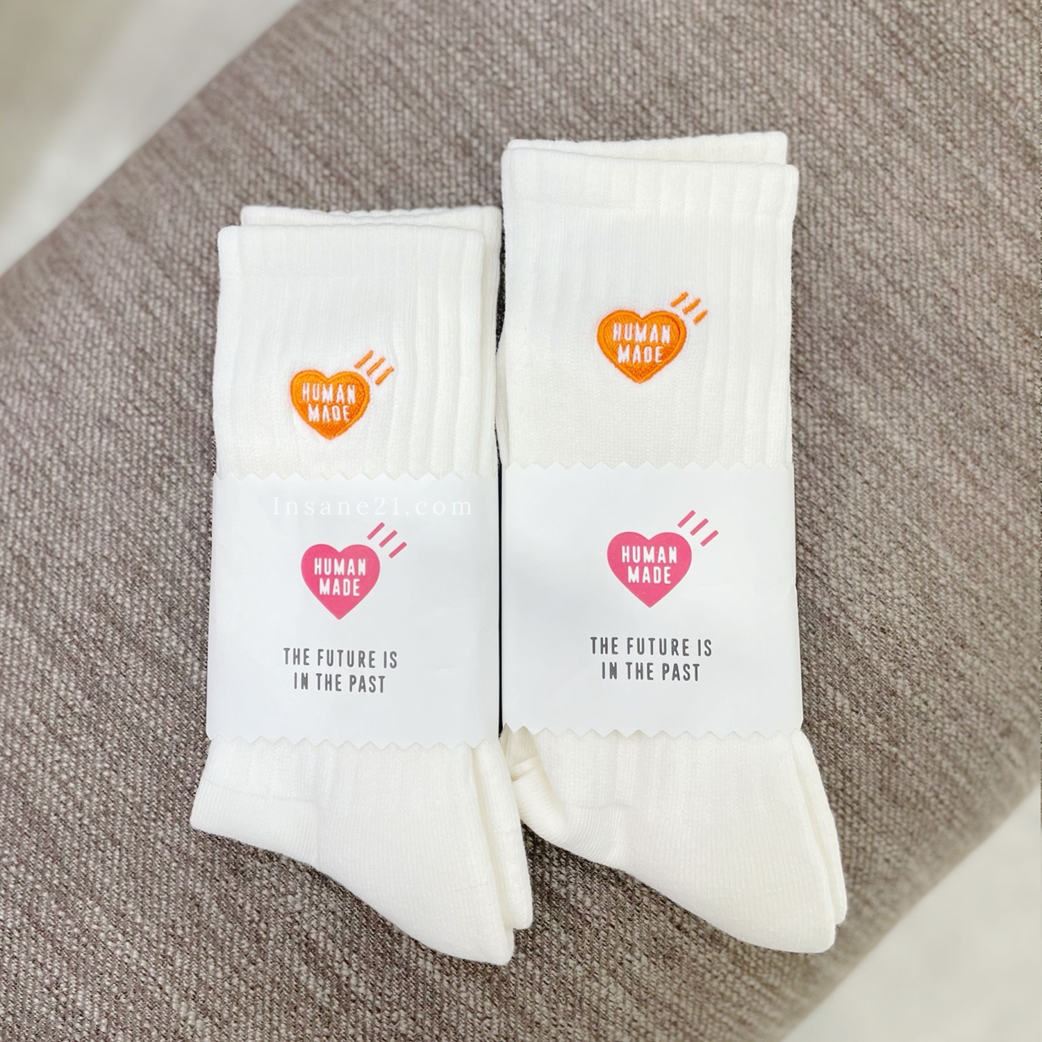 HUMAN MADE 橘愛心 刺繡愛心 LOGO 長襪