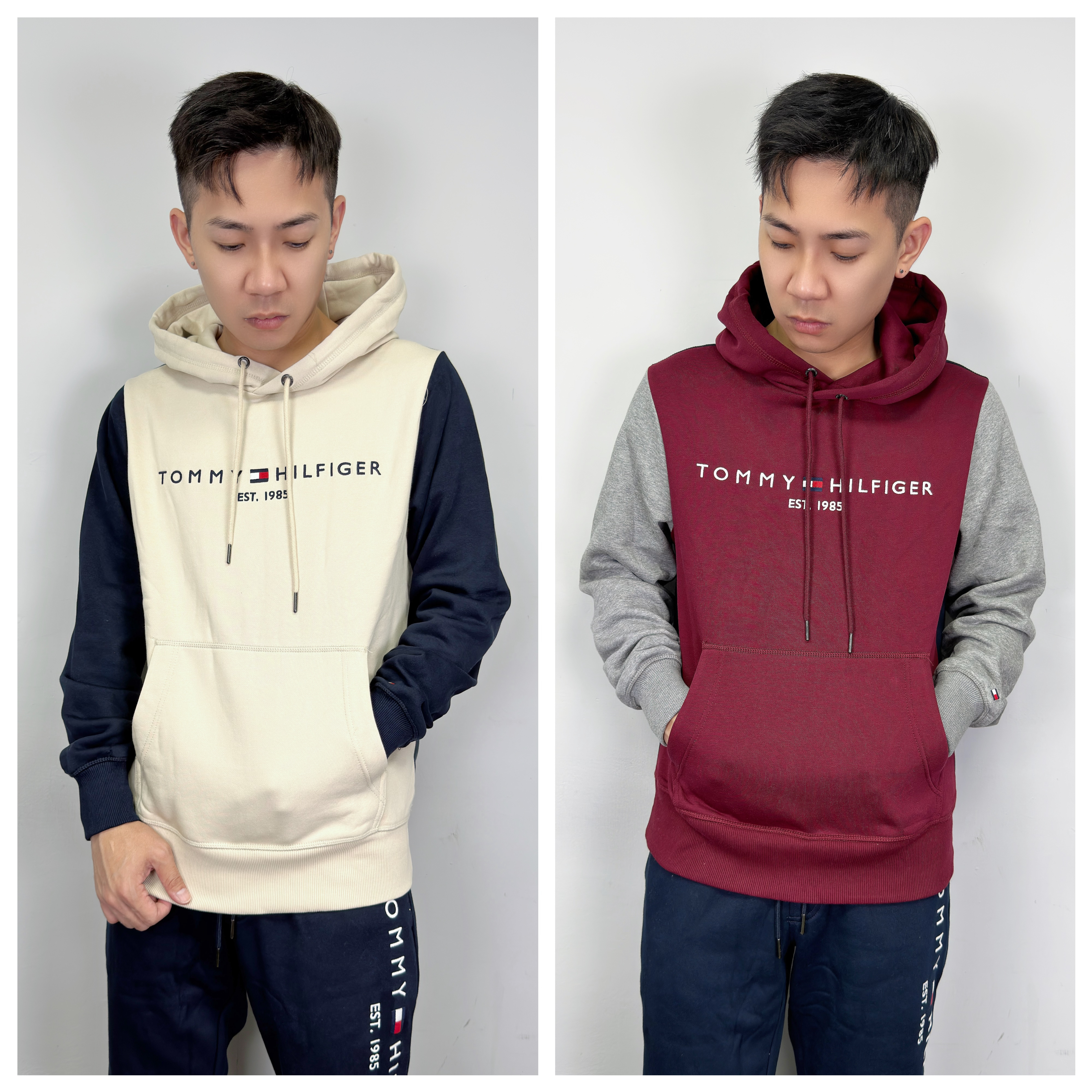 Tommy Hilfiger 字母國旗 拼接撞色 內刷毛 帽T