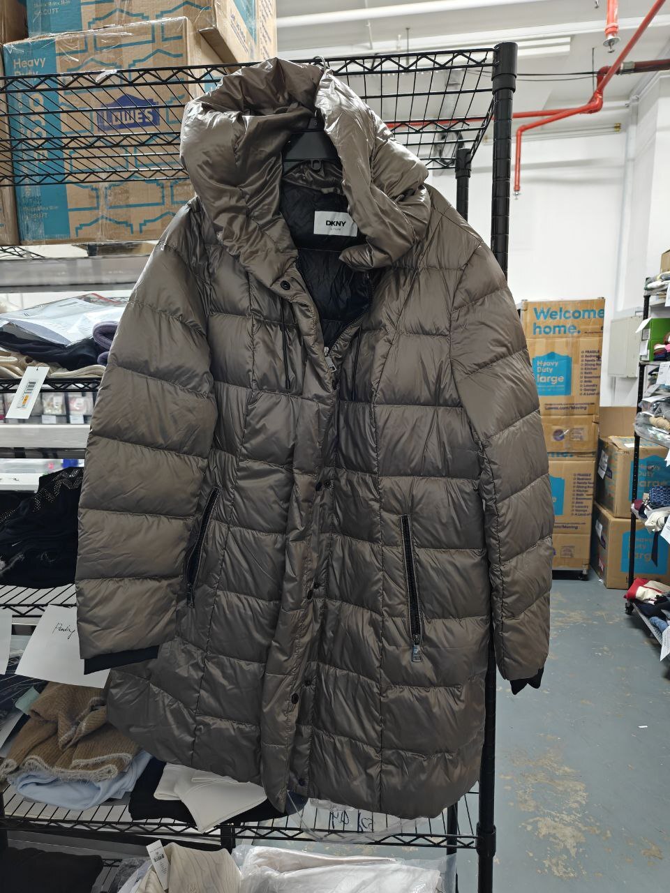 [S] DKNY THISTLE DOWN FILLED LONG PUFFER, DL4MDS68-THI (SD1581)