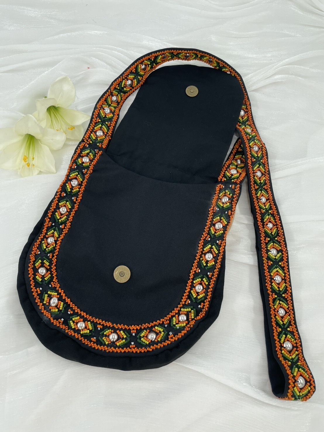 黑No.14珠繡肩背包寬22深24長120