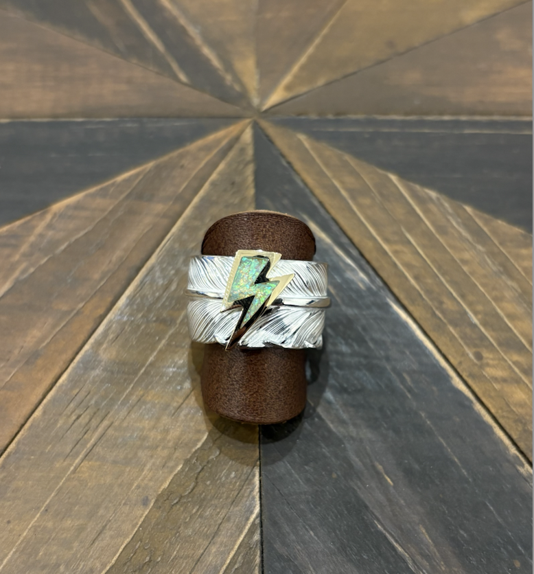 金閃電蛋白石 inlay FF ring