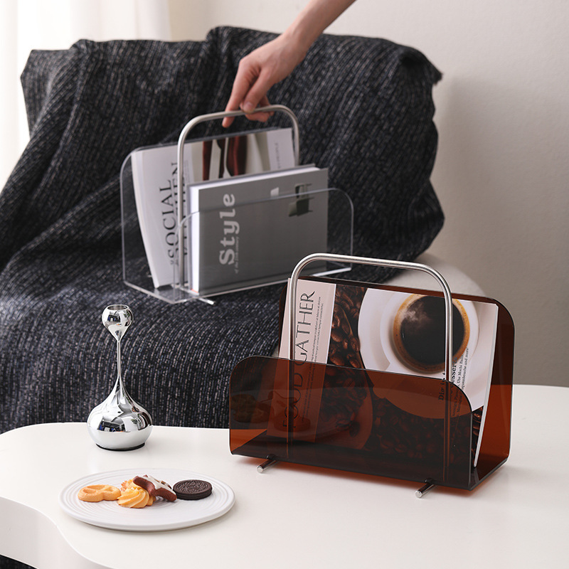 《6358》現代極簡壓克力提把雜誌架