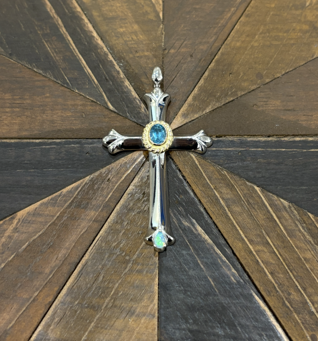 金繩藍綠磷灰石下水滴high grade opal M號 cross