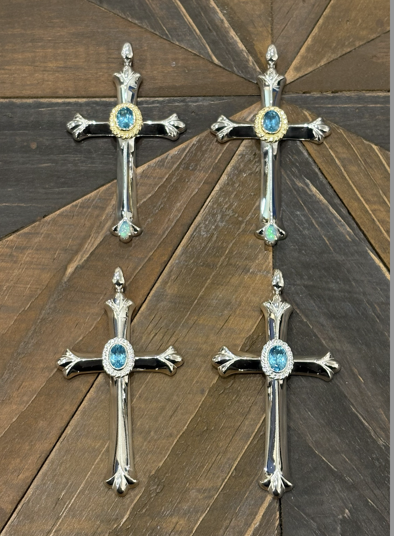 銀繩藍綠磷灰石 M號 cross