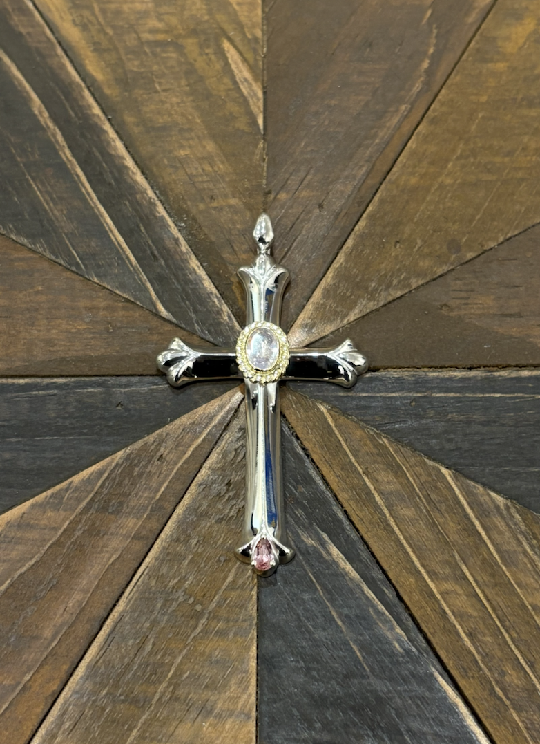 金繩薰衣草水晶下水滴粉碧璽 Ｍ號cross