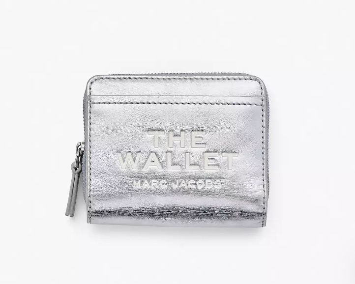 [S] MARC JACOBS METALLIC SILVER 2F4SMP005S02-039 THE METALLIC LEATHER MINI COMPACT WALLET, 196611184519 (SMJ607)