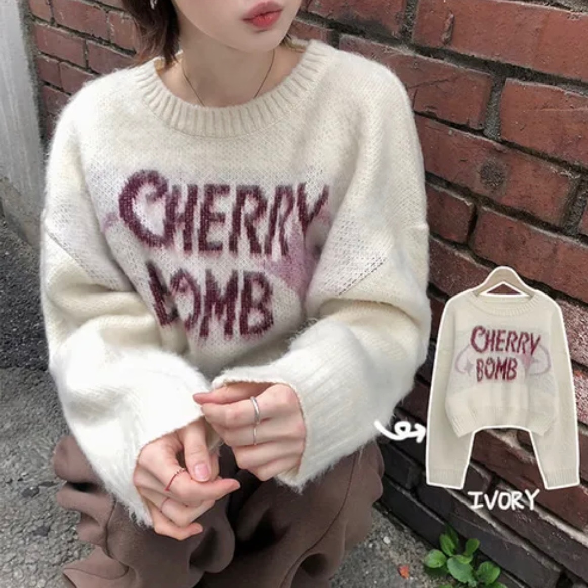 【優惠預訂】韓國CHERRY BOMB 短款冷衫（4色）