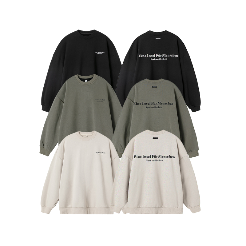 美式印花保暖鋪棉360克落肩大學T